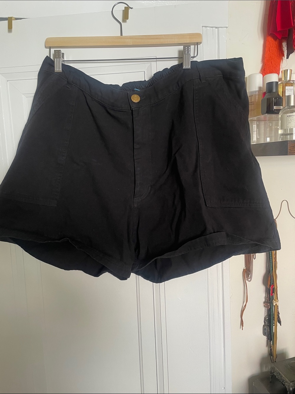 BIG BUD PRESS Black High-Rise 100% cotton twill Shorts